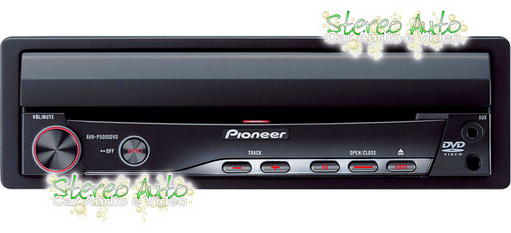 Autoradio sintomonitor USB DVD DivX, ingresso Aux-In e 2 uscite Pre-Out RCA, misura 1 din, modello Pioneer AVH-P5000DVD, terza immagine grande e dettagliata.