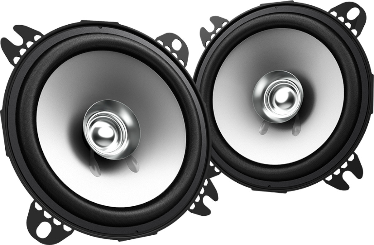 Altoparlanti per auto da 10 cm, modello Kenwood KFC-S1056, casse ad 1 via monovia, con woofer diametro 100 mm (4 pollici) dual cone full range, per installazione nella predisposizione delle portiere, cruscotto, tasche o pannello personalizzato. Vista principale.