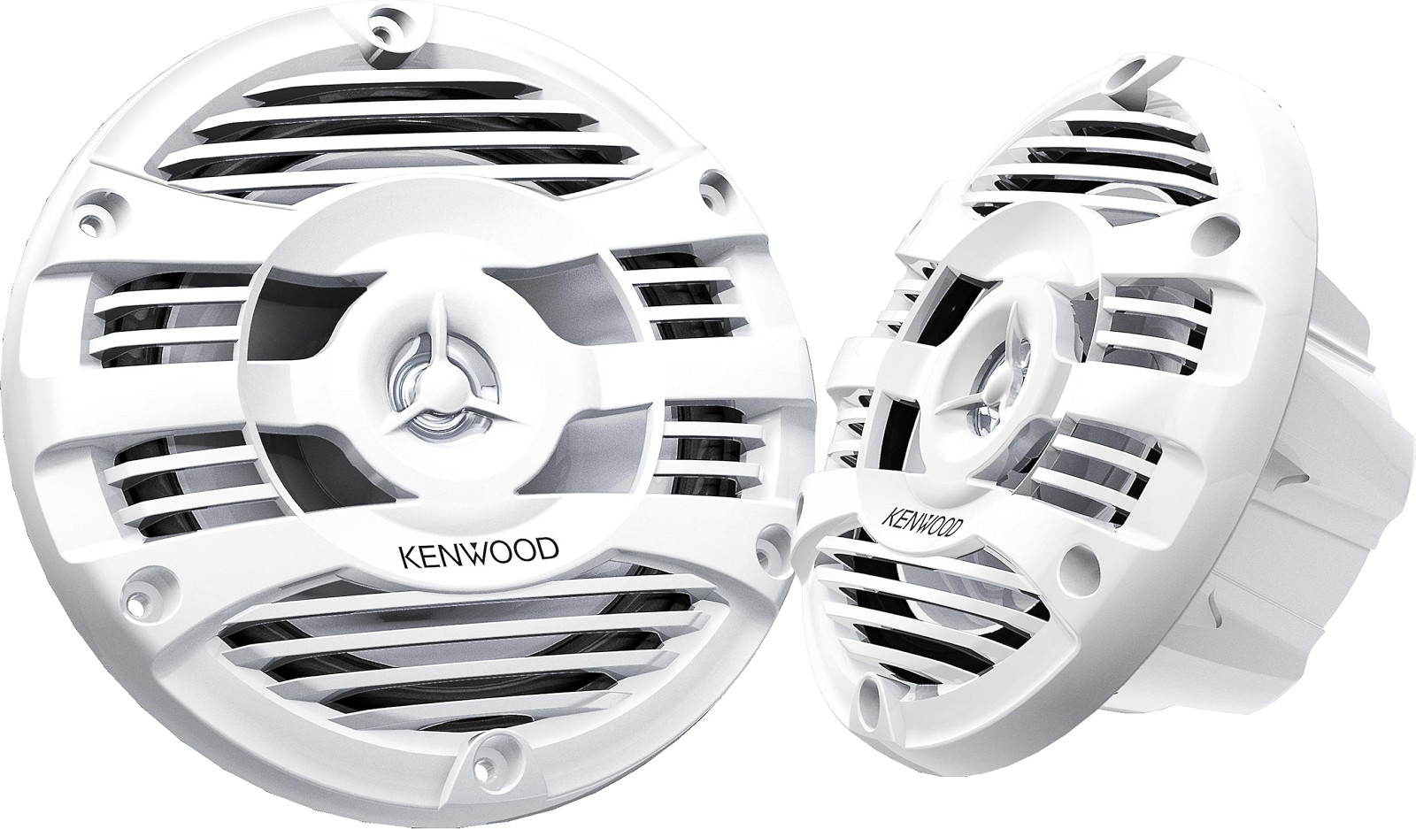 Altoparlanti per auto da 160 mm, modello Kenwood KFC-1653MRW, casse a 2 vie coassiali, con woofer diametro 16 cm (6.5 pollici) e tweeter, per barca, camper e utilizzo all'aperto. Vista principale.