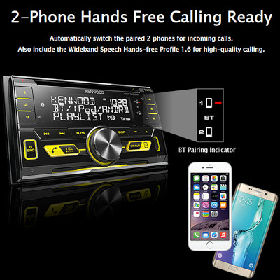 Autoradio 2 din Kenwood DPX-5100BT: collegamento simultaneo di due telefoni tramite bluetooth.